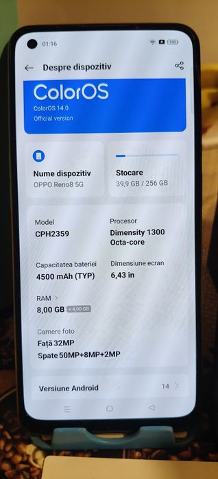 Oppo reno 8 5g la cutie ,2 huse si folie noua