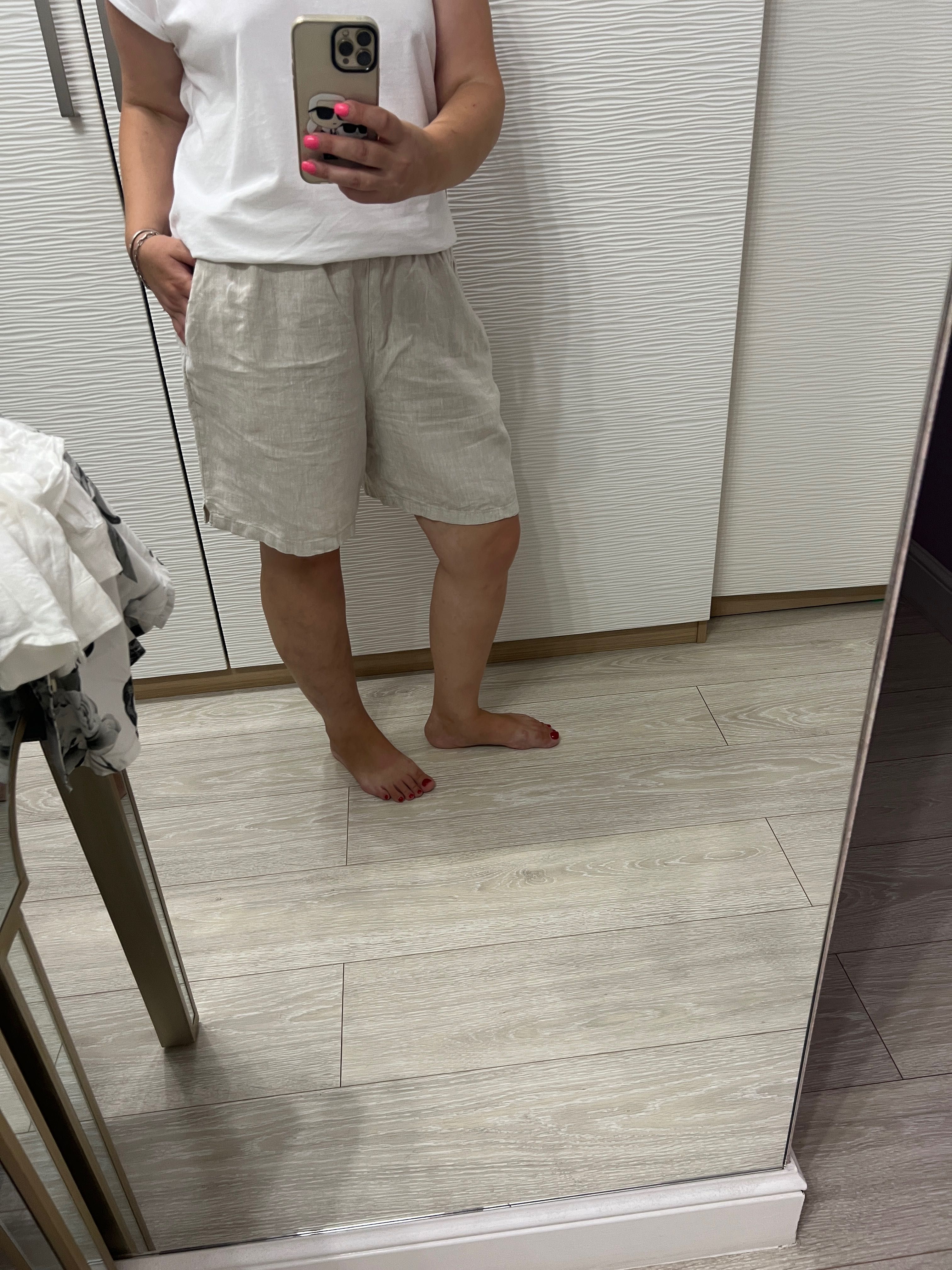 Fusta pantalon sau pantaloni scurti din in