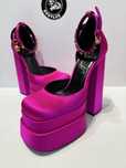VERSACE Purple Satin Medusa Block Heel Pumps. Номер 37