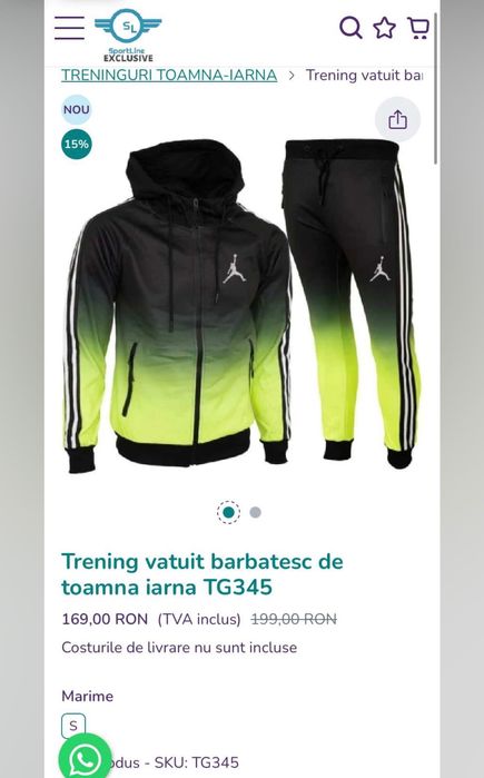 Vând trening bărbați nou vătuit de toamnă - iarnă mărimea S