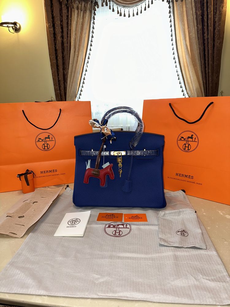 Geanta Hermes Birkin 35cm Albastru Piele naturala 100%/Punga Hermes