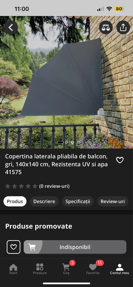 Copertina laterala pliabila pt balcon