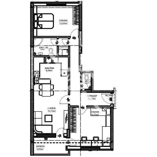 Тристаен апартамент в кв.Тракия 507-18008