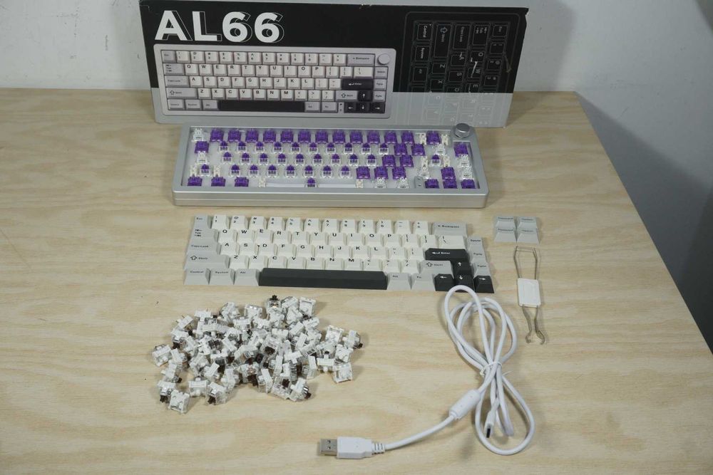 65% Безжична механична клавиатура Yunzii AL66 Изцяло метална Knob RGB