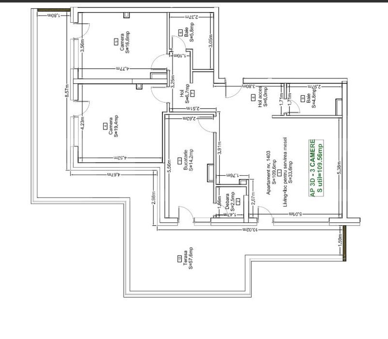 Penthouse cu 3 camere, terasa panoramica de 56 mp si priveliste superb