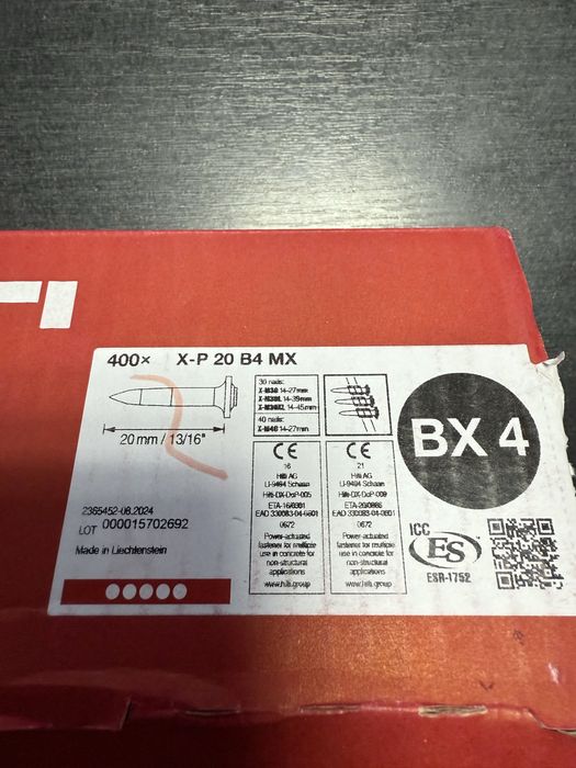 Cuie hilti bx4 originale de 17 si 20 mm 1000 bucati