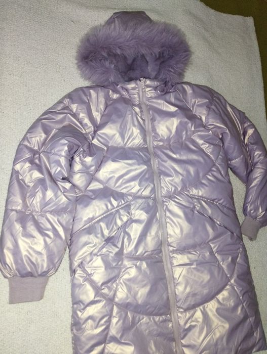 Зимно топло дълго яке р.164 лилаво