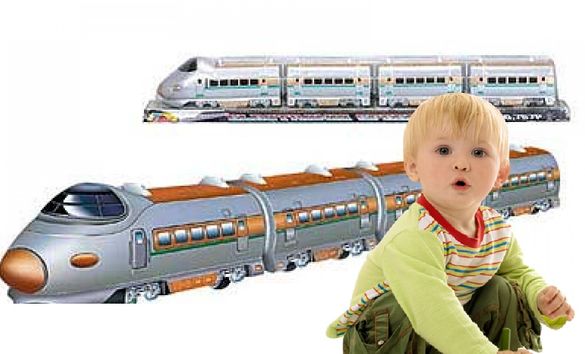 ОГРОМЕН Детски Влак стрела 75см с батерии променя посоката на движение