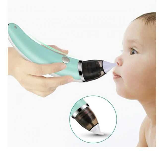 Вакуумен аспиратор за нос за бебета,електрически, USB зареждане, зелен