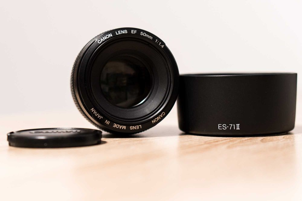 Vand obiectiv Canon EF 50mm f/1.4 USM si blitz Canon Speedlite 580EX