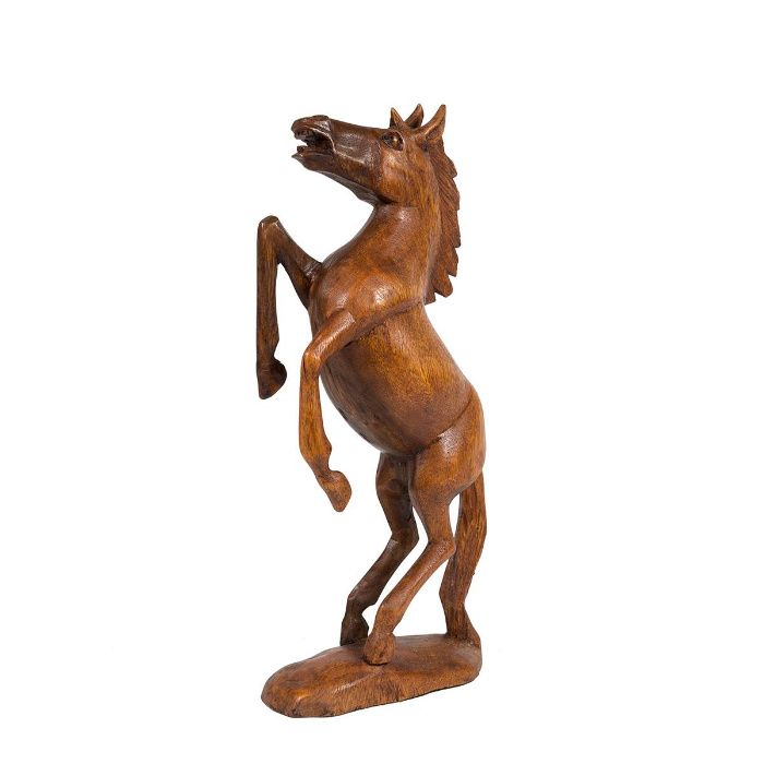 Statueta cal cabrat 30 cm din lemn de salcam