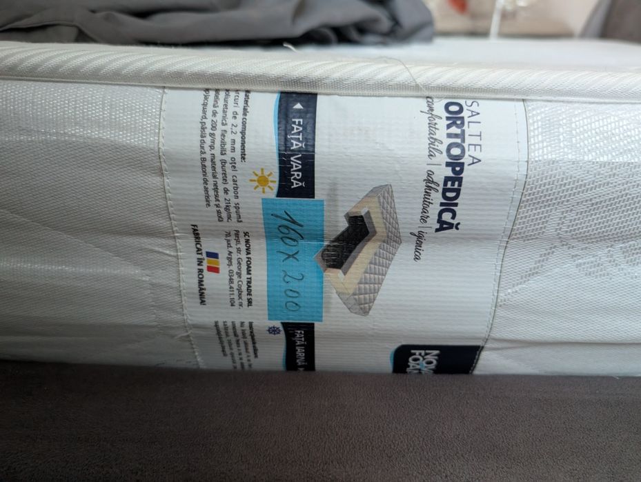 Vând pat cu somiera + saltea 160x200