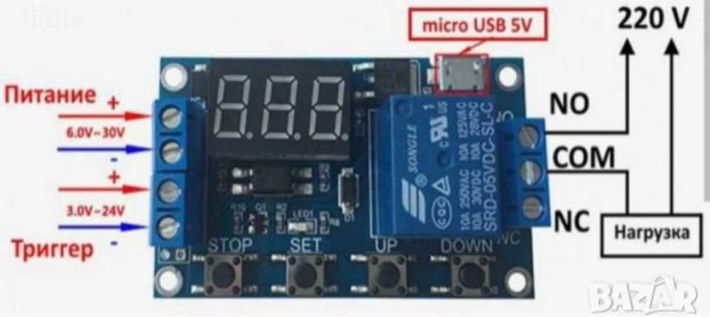 Таймер с кутийка за времезакъснение, 6-30, 220 V цикличен( нова стока)