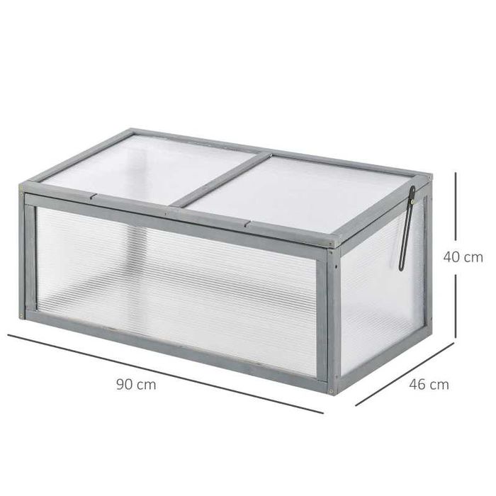 Оранжерия Outsunny от дърво и поликарбонат, 90 x 46 x 40 см