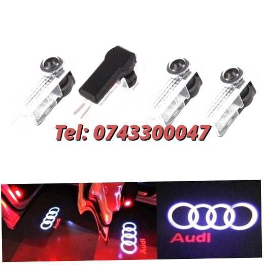 Set Lampi Led Holograme Proiectoare Logo Portiera Audi A3 A4 A5 A6 Q3