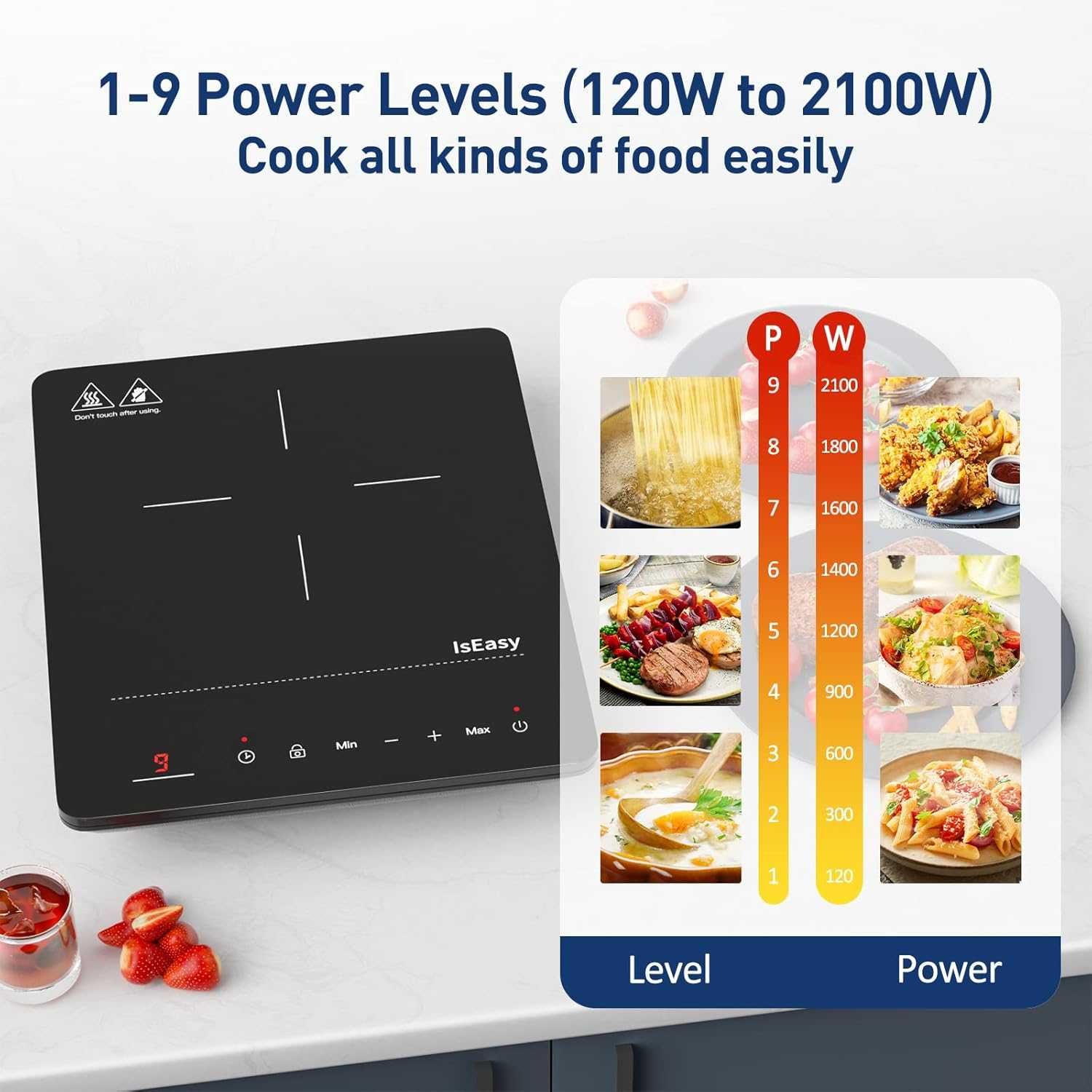Преносим индукционен котлон IsEasy 2100W, 28 см плот