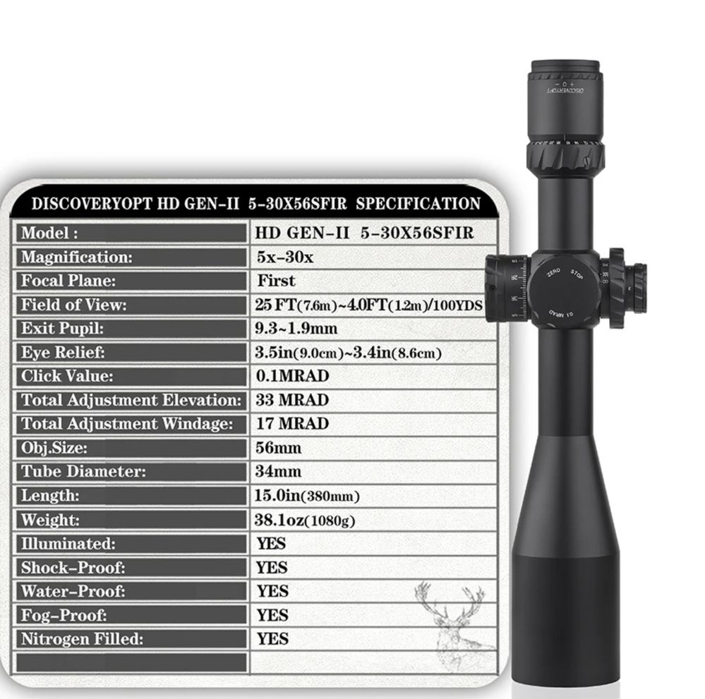 Оптика Discovery HD GEN-II 5-30x56 FFP ZERO-STOP