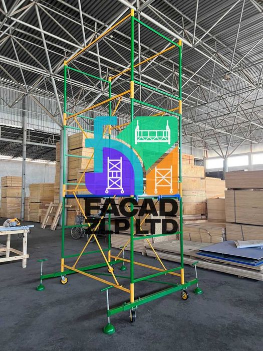 Мобильная вышка тура (леса на колесах) с настилами, изготовление