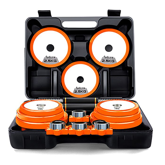 Set gantere, YLK022, Greutate totala 20 kg, Negru/Portocaliu
