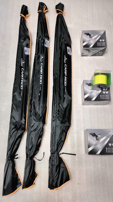 SET 3 Lansete EASTSHARK 3 SEGMENTE 3.90M 3.75LBS + 3 Mulinete 60 FR