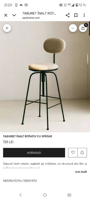 Scaun înalt rotativ