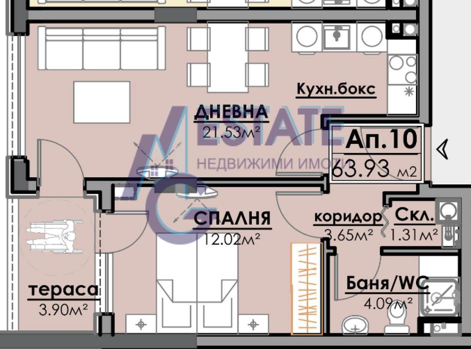Двустаен апартамент в кв.Азимут, гр. Бургас