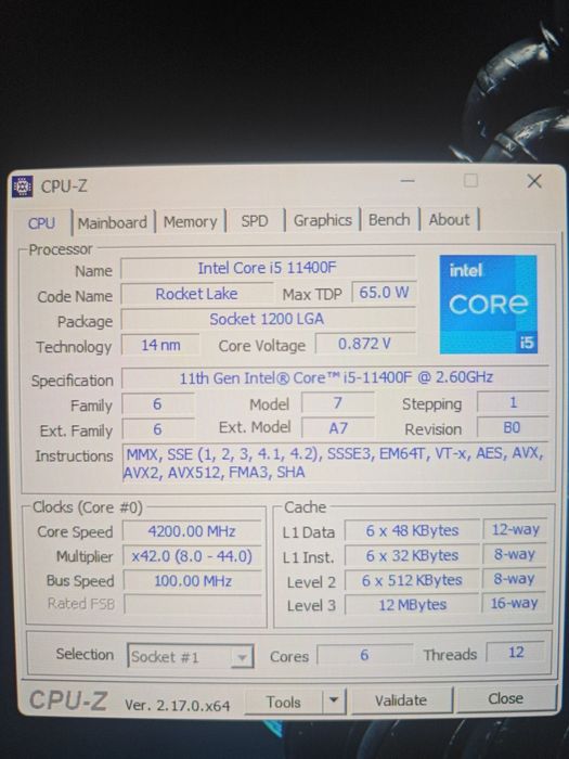 Intel Core i5‑11400F б/у в хорошем состоянии не разогнан.