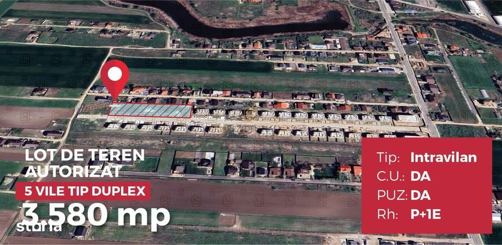 Teren 3580 mp cu autorizatie de constructie , 10 vile , Mamina Berceni
