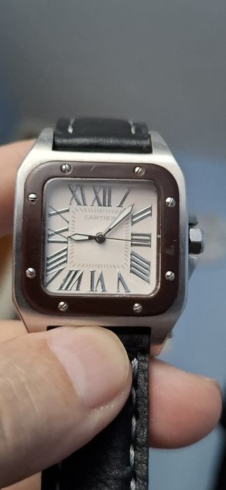 CARTIER ceas de mîna bărbătesc cu baterie și curea din piele naturală