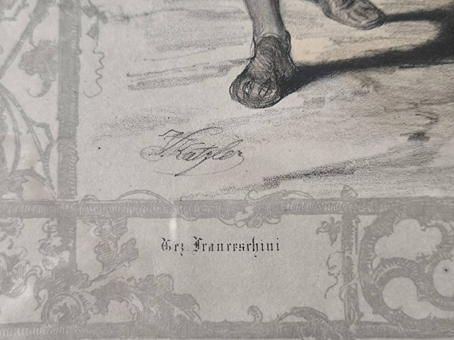 Продавам Антична цветна литография зад стъкло рамкирана