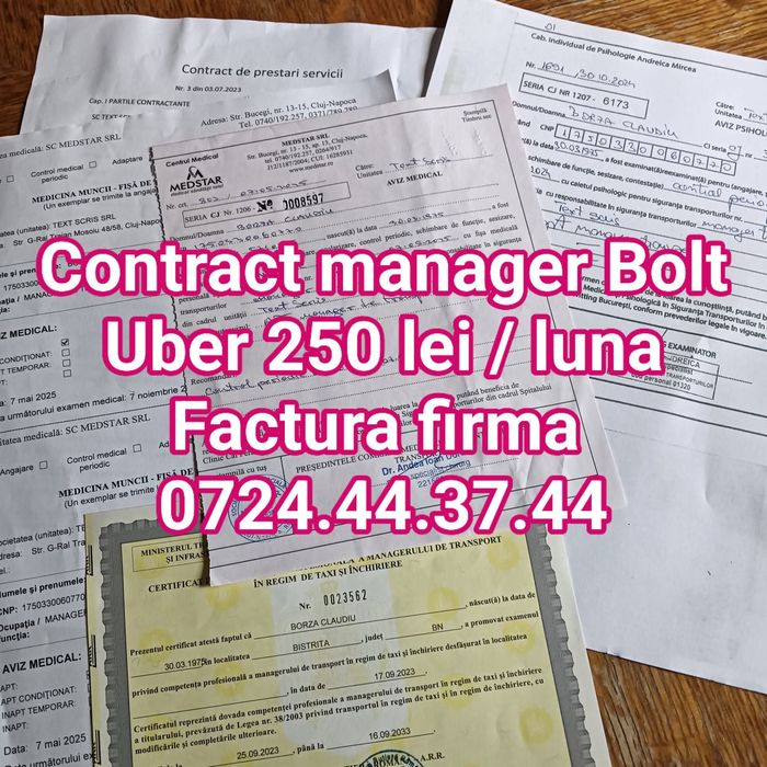 Cel mai ieftin! Manager taxi sau Bolt Uber 500 lei Toate actele la zi