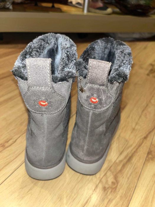 Clark's кожени ботушки сиви с вълна подметка-платформа