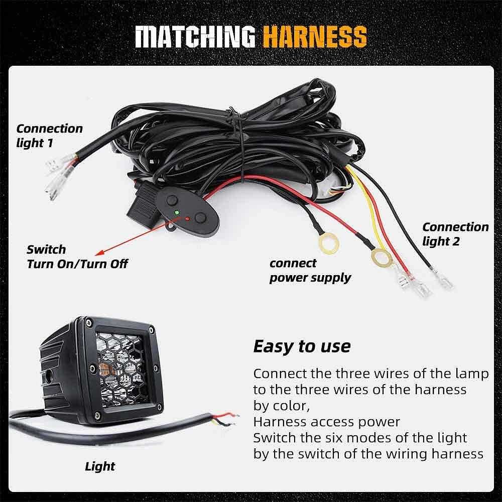 LED халоген лампи с окабеляване 12-24V, мигащи 6 режима, 6 броя