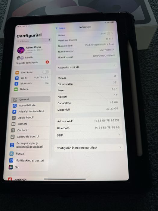Ipad Air Gen 4 + creion stylus + husa antisoc