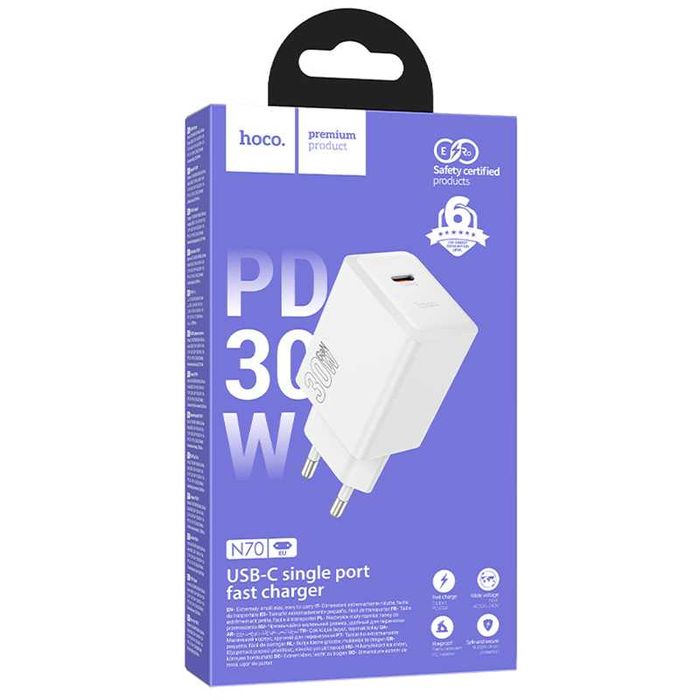 Încărcător Hoco N70 30W PD, Port USB-C, Fast Charger Original