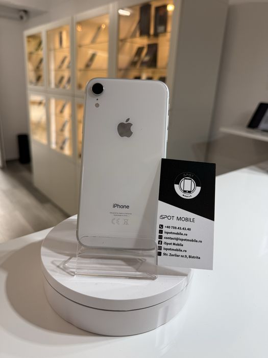   iPhone XR WHITE  64 gb ! 100% ! Garantie 12 luni + cadou
