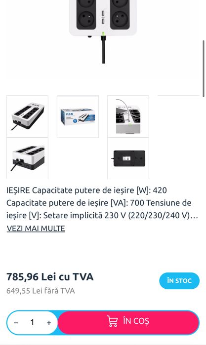 Ups Eaton 3s, 700Va 420W, sigilat, transport inclus