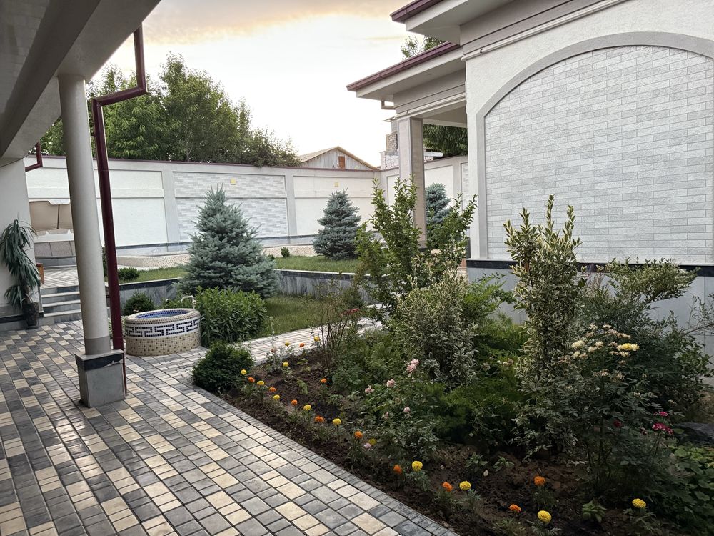 Oq tosh yon bagrida dacha sauna bassen tenis wifi bbq landshaft dizayn