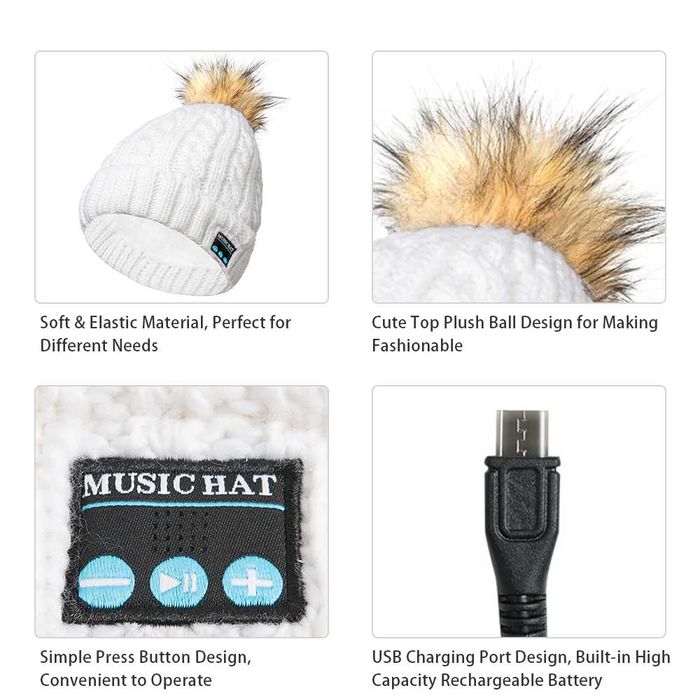 Музикална Зимна Блутут шапка с микрофон и слушки. Унисекс