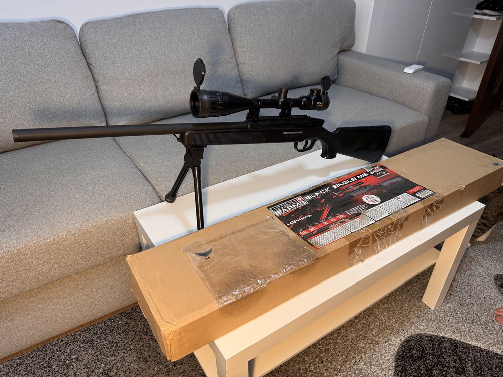 Airsoft sniper pe arc Swiss Arms Black Eagle M6 + luneta Pinty 6-24x50