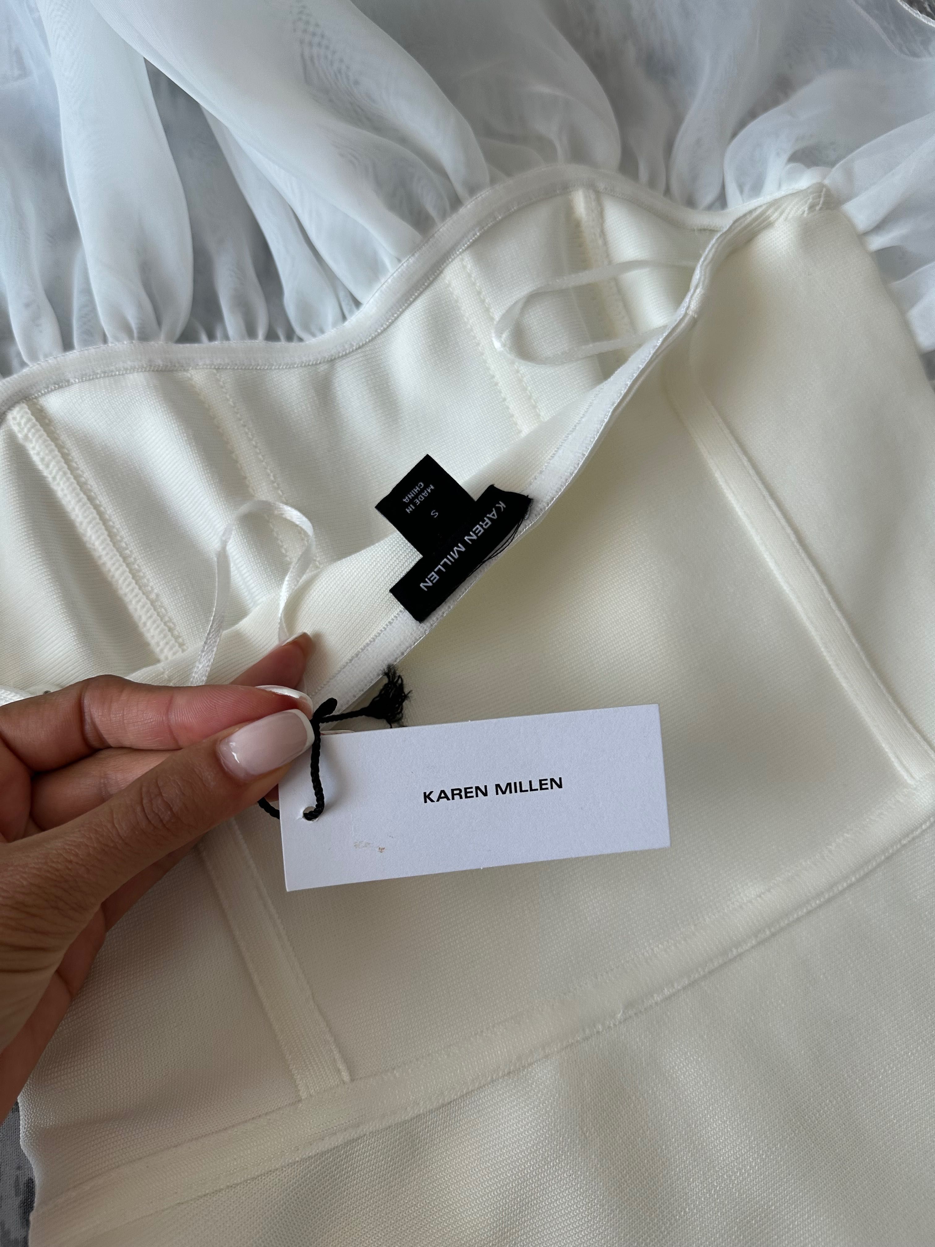 Karen Millen бяла рокля с органза