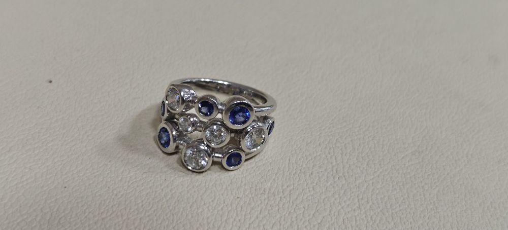 Inel aur 18k 13.28gr diamante și safire naturale (R)