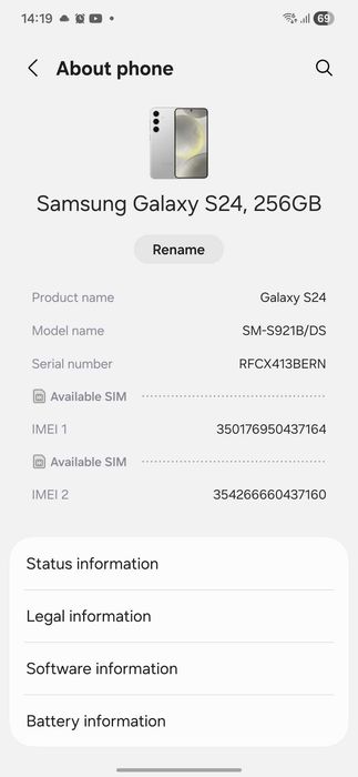 Samsung Galaxy S24, 256GB, Marble Gray, full box, în garanție