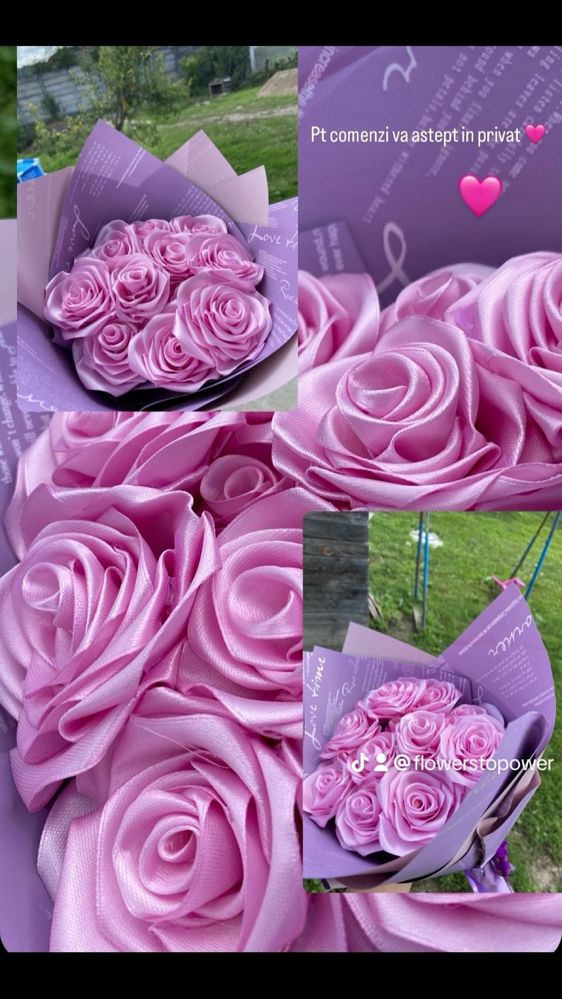 Buchet trandafiri fin satin ( trandafiri eterni )