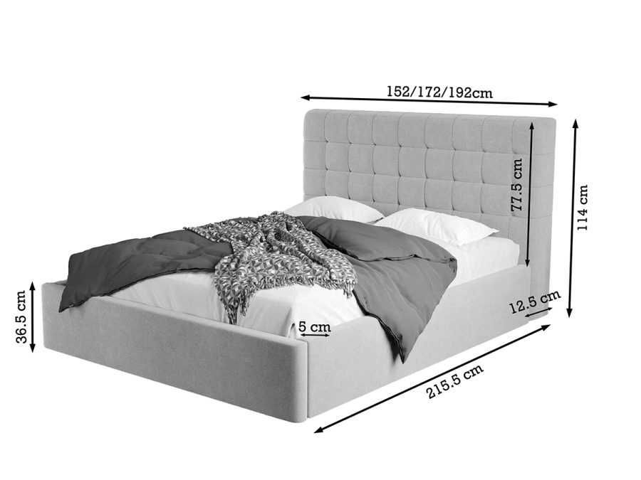 Pat Tapitat Rivo Mov deschis cu somiera rabatabila + lada depozitare