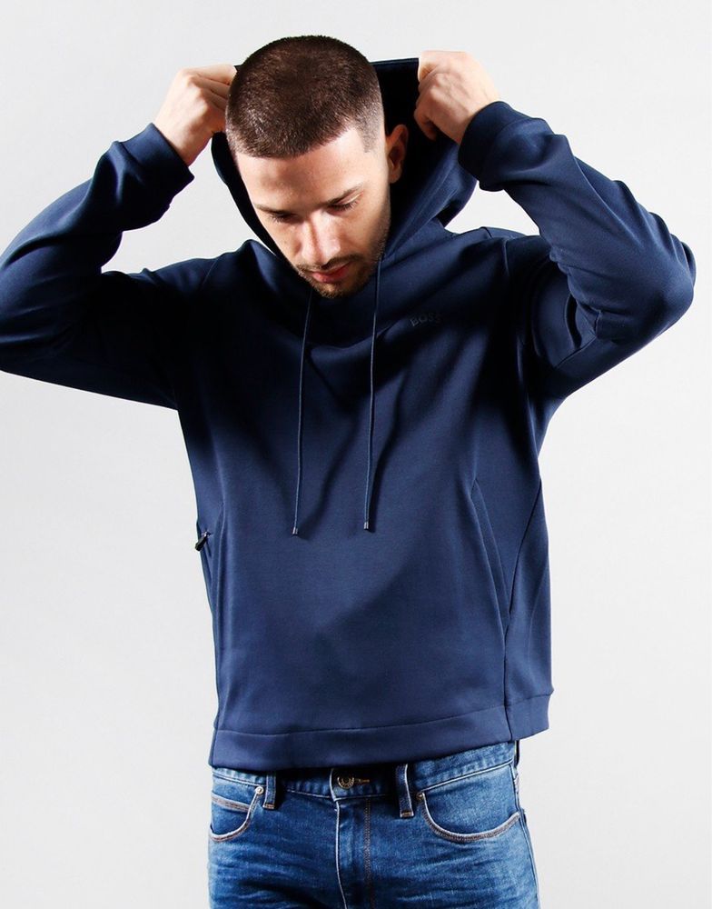 Hugo Boss : Soody Curved Navy Hoodie- ХЛ / Оригинал