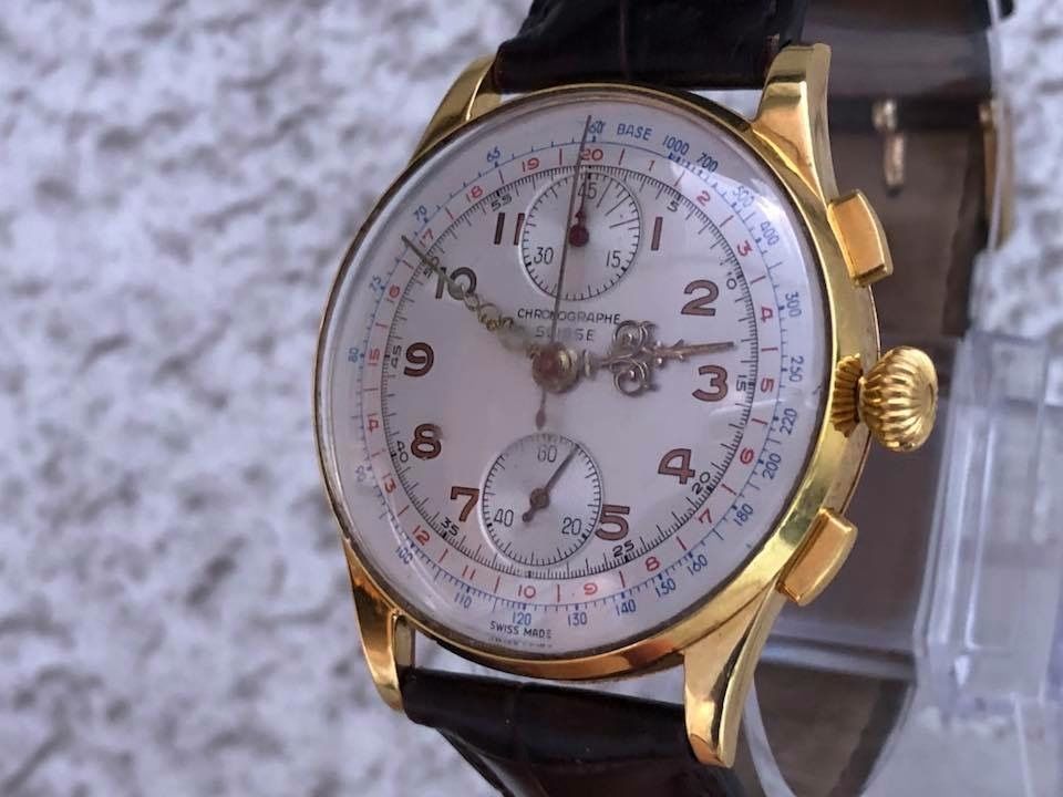 Златен мъжки часовник хронограф от 1950 г.