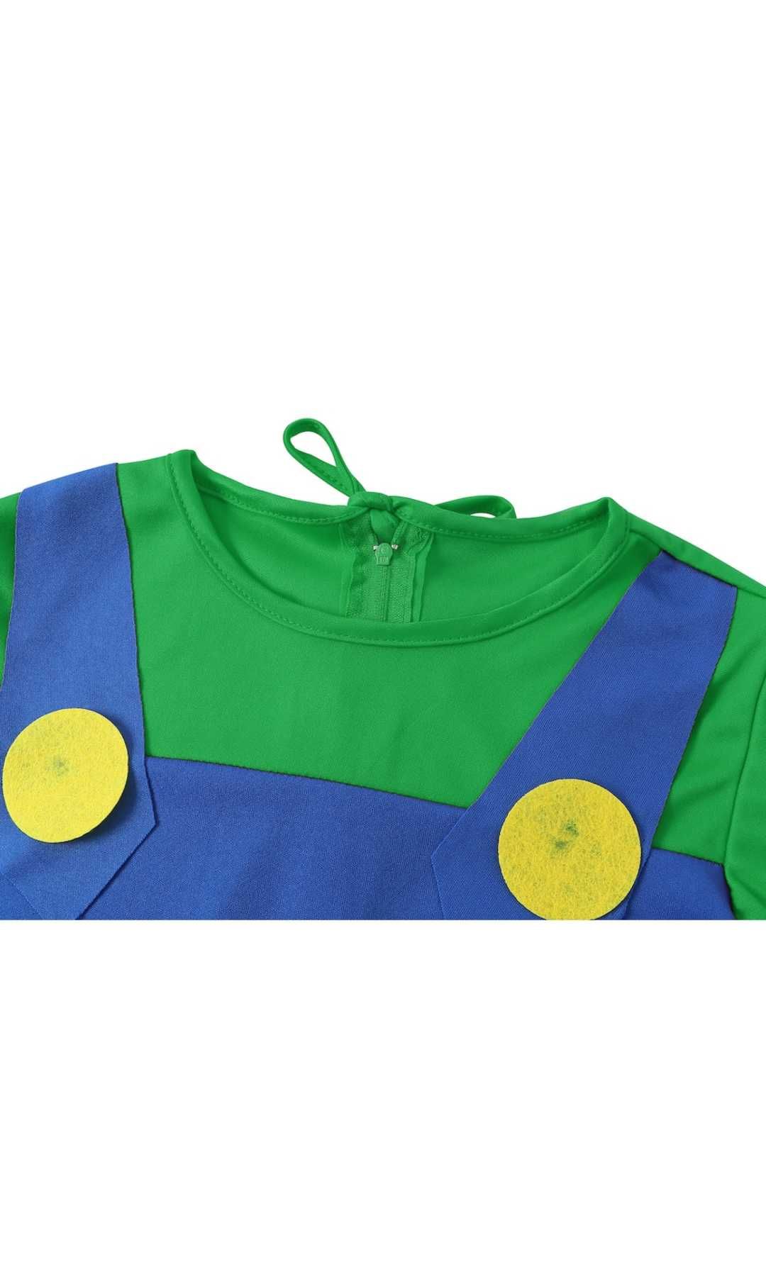 Costum Clasic Super Mario pentru copii, Cu palarie , Verde, M, 5-6 Ani