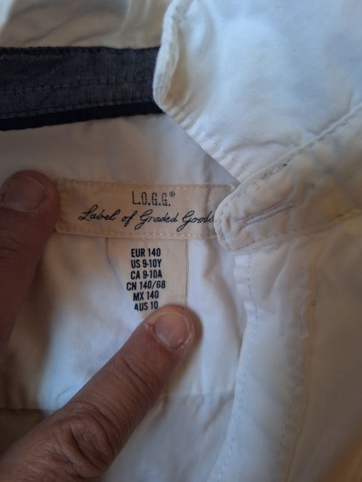 vand camasa alba baieti 140 cm