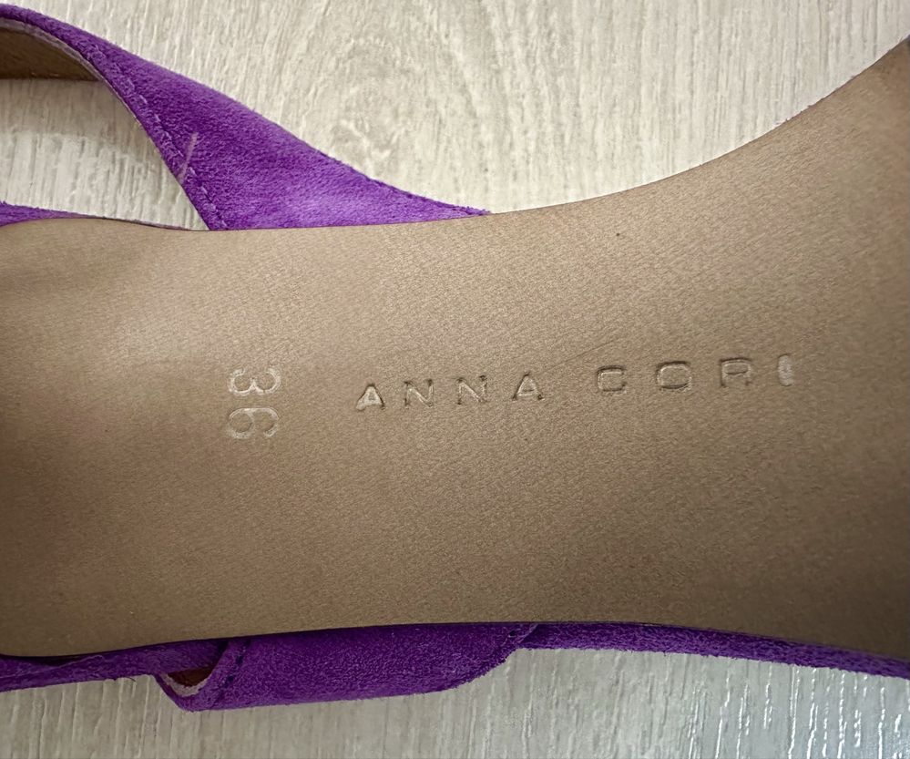 Sandale de Damă din piele naturală întoarsă, măr 36, Anna Cori, Violet